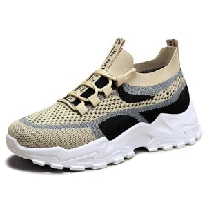 Soft sole women's shoes with flying weave and breathable mesh