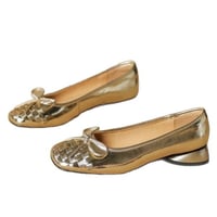 Bowknot silver short heel women's shoes