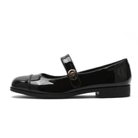 Classic all-match round toe single-strap thick heel leather shoes for women